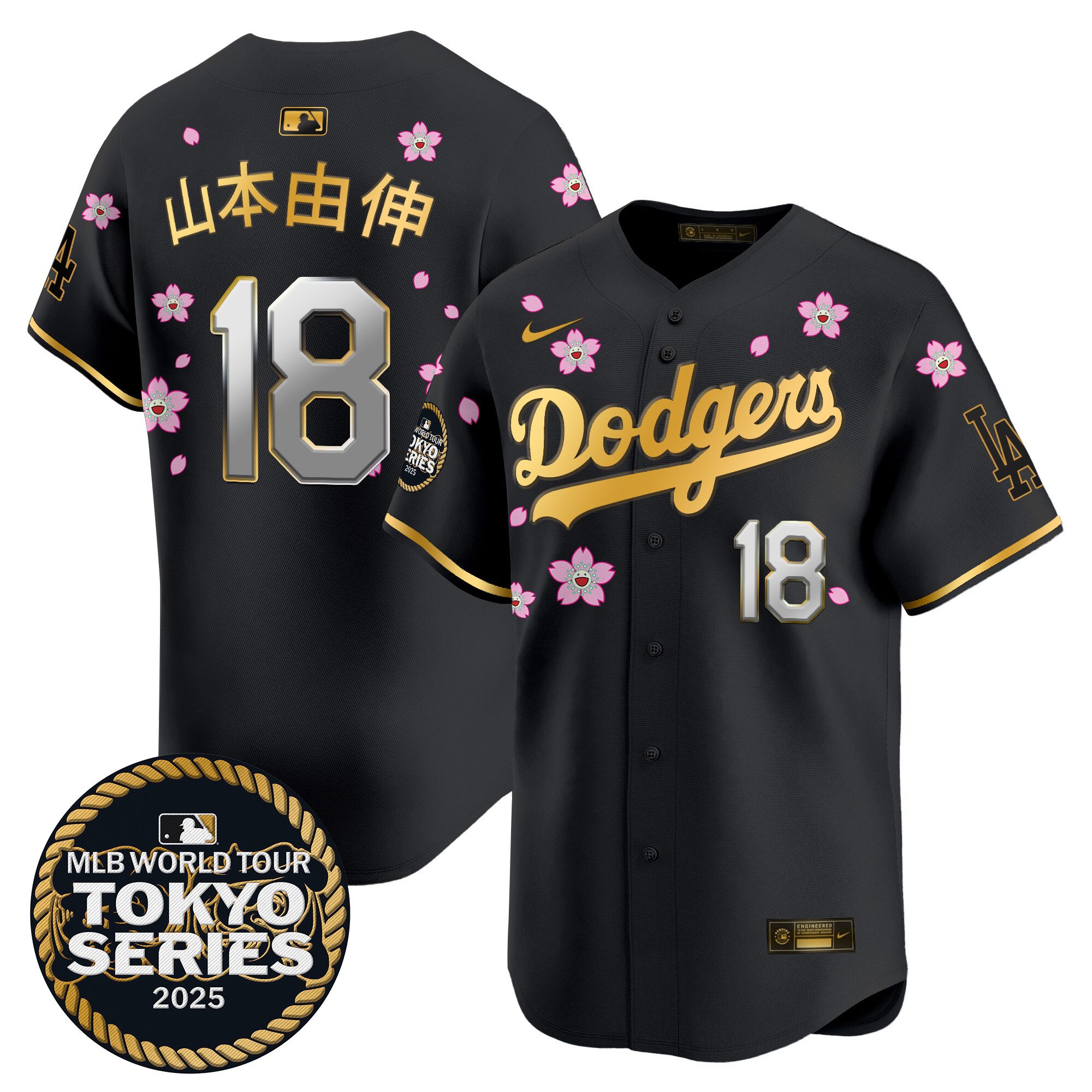 Men Los Angeles Dodgers #18 Yamamoto Tokyo Series  black Limited Stitched 2025 Jersey style 7->los angeles dodgers->MLB Jersey